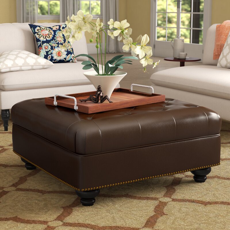 Darby Home Co Novak 382 Wide Faux Leather Tufted Square Cocktail Ottoman And Reviews Wayfair